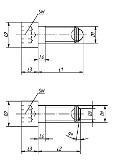 WKRĘT DOCISKOWY Z KULKĄ 10x61,7 A2 Forma B  (opak.10 sztuk)